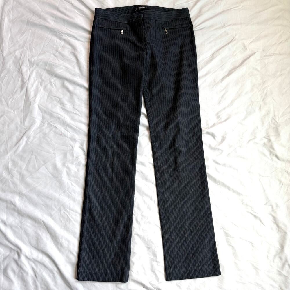 Lafayette 148 New York Women’s Pinstriped Pants Size 2 Gray Stretch Zip Pockets - Picture 2 of 12